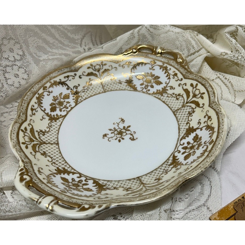 Nippon 1891 Maple Leaf Two Handled Serving Bowl Hand Painted With 22k‎ Gold Trim